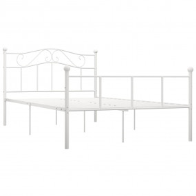 Bed Frame White Metal 48x78.7 in Durable Bed Frame