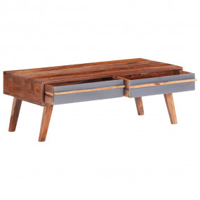 Coffee Table Grey and Natural Solid Wood Medium Coffee ...