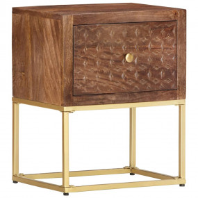 Bedside Cabinet Brown Solid Mango Wood Medium Bedside C...