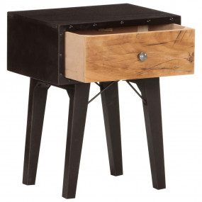 Bedside Cabinet Black and Brown Solid Reclaimed Wood, M...