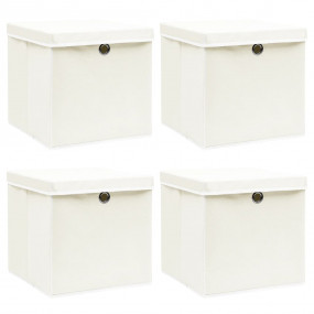 Storage Box Set of 4 White Non-woven fabric (100% polye...