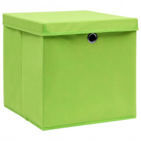 Storage Box Set of 10 Green Non-woven fabric (100% poly...