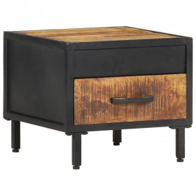 Bedside Cabinet Brown Rough Mango Wood, Powder-Coated S...