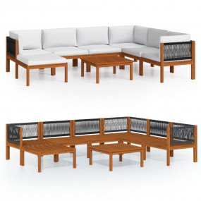 Garden Lounge Set Cream Solid Acacia wood Medium Modula...