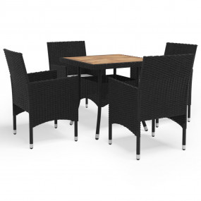 Dining Set Black and Brown