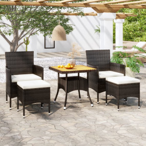 Garden Dining Set Black, Cream White