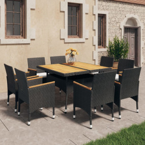 Dining Set Black and Brown