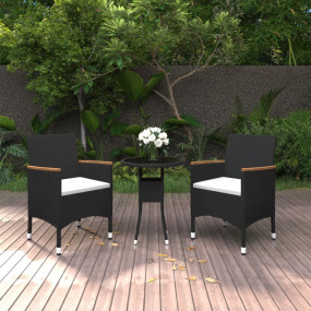Garden Dining Set Black, Cream White