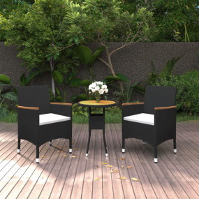Garden Dining Set Black, Cream White