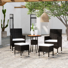 Garden Lounge Set Black, Cream White