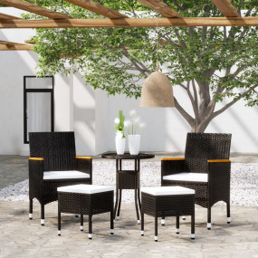 Garden Lounge Set Black, Cream White