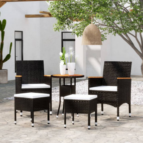 Garden Lounge Set Black, Cream White