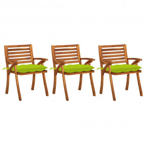 Patio Dining Chair Set of 3 Natural wood Solid acacia w...