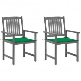Garden Chair Set of 2 Grey Solid Acacia wood Medium Dur...