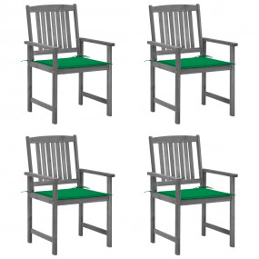 Patio Chair Set of 4 Gray Solid Acacia wood Standard Du...