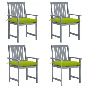 Patio Chair Set of 4 Gray Solid acacia wood, 100% polye...