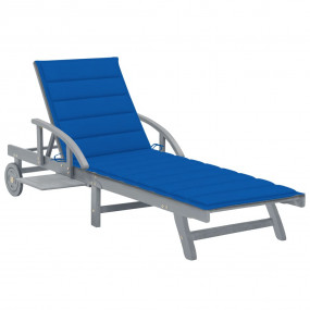 Sunlounger Grey Solid acacia wood Standard Adjustable A...