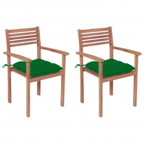 Patio Chair Set of 2 Teak Solid Teak Wood Standard Stac...