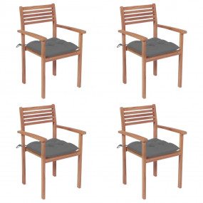 Garden Chair Set of 4 Teak Solid Teak Wood Standard Sta...