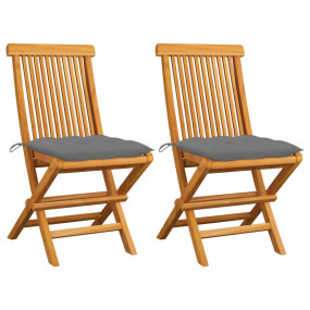 Garden Chair Set of 2 Teak Solid Teak Wood Standard Fol...