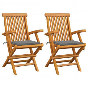 Garden Chair Set of 2 Teak Wood Fine sanded teak hardwo...