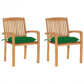 Patio Chair Set of 2 Teak Teak wood Standard Stackable