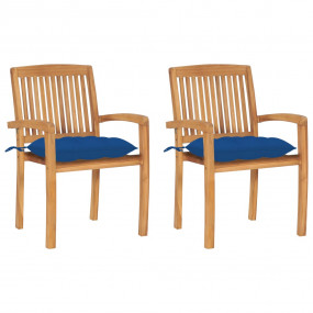 Patio Chair Set of 2 Natural Teak Fine Sanded Teak Hard...