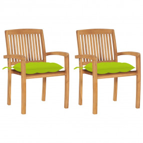 Patio Chair Set of 2 Natural Wood Teak Wood Standard St...
