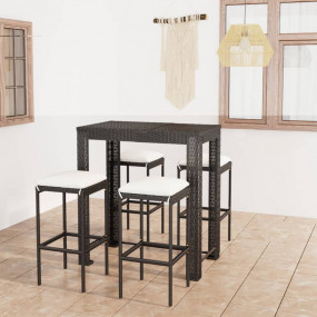 Garden Bar Set Black PE rattan, powder-coated steel, po...