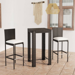 Garden Bar Set Black PE rattan, powder-coated steel, po...
