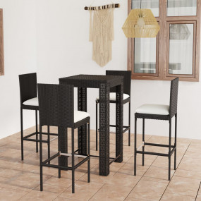 Garden Bar Set Black PE rattan, powder-coated steel, po...