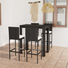 Garden Bar Set Black PE rattan, powder-coated steel Sta...