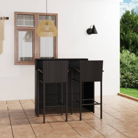Garden Bar Set Black PE rattan, powder-coated steel Med...
