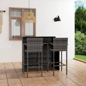 Garden Bar Set Grey PE Rattan Medium Durable Garden Bar...