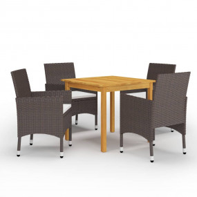Dining Set Brown Solid Acacia wood Medium Durable