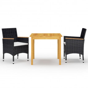 Garden Dining Set Black, Cream White