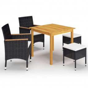 Dining Set Black, Cream White