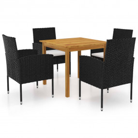 Garden Dining Set Black, Cream White