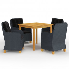 Garden Dining Set Dark Grey Solid acacia wood Medium