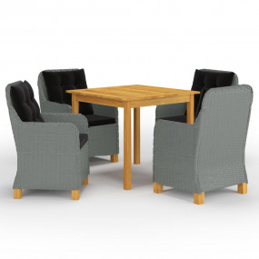 Garden Dining Set Light Grey, Black