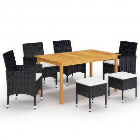 Dining Set Black, Cream White