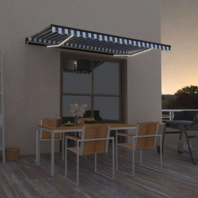 Retractable Awning Blue and White Powder-coated aluminu...
