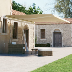 Retractable Awning Cream Powder-coated aluminum 157.5 x...