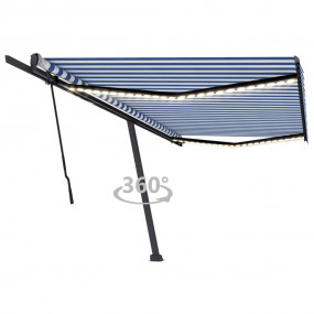 Retractable Awning Blue and White Powder-coated aluminu...