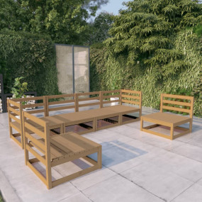 Garden Lounge Set Honey brown Solid pinewood Medium Mod...