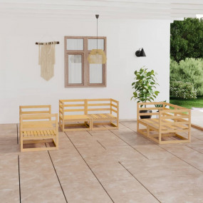 Garden Lounge Set Brown Solid pinewood Medium Modular