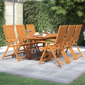 Garden Dining Set Brown Solid Acacia Wood Large Foldabl...