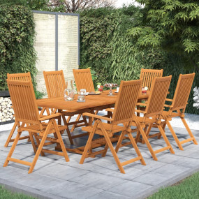 Garden Dining Set Natural wood Solid acacia wood Large
