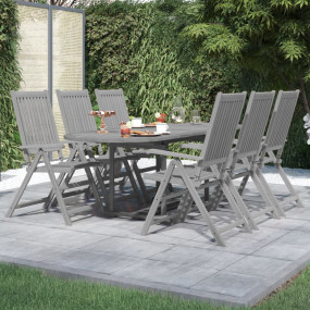 Garden Dining Set Grey Solid acacia wood Standard Exten...