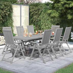 Garden Dining Set Grey Solid acacia wood Standard  Exte...